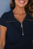SSYS Baylee Half Zip Cap Sleeve Knit Top in Navy