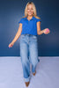 SSYS Baylee Half Zip Cap Sleeve Knit Top in Royal