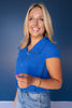 SSYS Baylee Half Zip Cap Sleeve Knit Top in Royal
