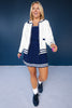 SSYS Vienna Contrast Edge Knit Cardigan In Navy and White