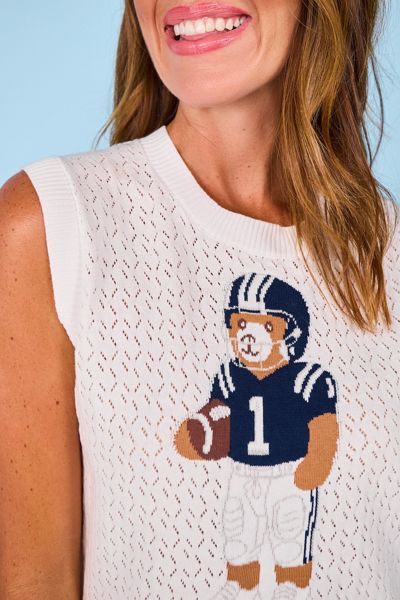 SSYS Daphne Football Bear Sweater Vest