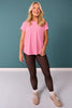 SSYS Short Sleeve Perforated Active Tee Shirt In Rose