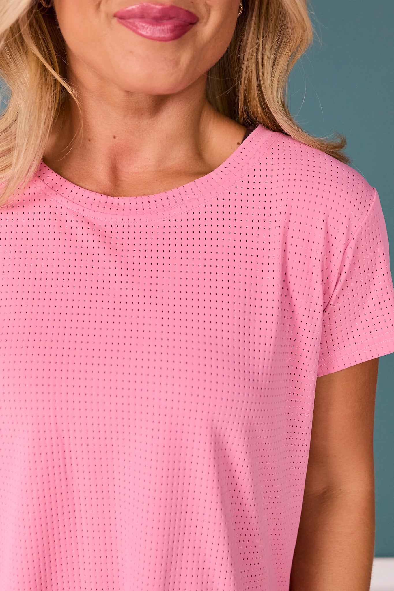 SSYS Short Sleeve Perforated Active Tee Shirt In Rose