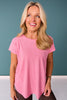 SSYS Short Sleeve Perforated Active Tee Shirt In Rose