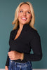 SSYS Elle High Neck Long Sleeve Top In Black