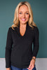 SSYS Elle High Neck Long Sleeve Top In Black