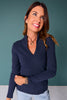SSYS Elle High Neck Long Sleeve Top In Navy