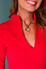 SSYS Elle High Neck Long Sleeve Top In Red