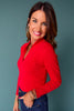 SSYS Elle High Neck Long Sleeve Top In Red