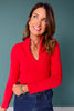 SSYS Elle High Neck Long Sleeve Top In Red