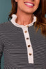 SSYS Alden Ruffle Collar Striped Long Sleeve In Black