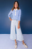 SSYS Alden Ruffle Collar Striped Long Sleeve In Cornflower