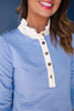 SSYS Alden Ruffle Collar Striped Long Sleeve In Cornflower