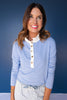 SSYS Alden Ruffle Collar Striped Long Sleeve In Cornflower