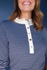 SSYS Alden Ruffle Collar Striped Long Sleeve In Navy