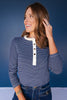 SSYS Alden Ruffle Collar Striped Long Sleeve In Navy