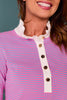SSYS Alden Ruffle Collar Striped Long Sleeve In Pink