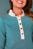 SSYS Alden Ruffle Collar Striped Long Sleeve In Teal