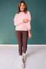 SSYS Ava Cable Quilted Pullover In Baby Pink With Gold Zipper