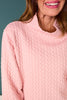 SSYS Ava Cable Quilted Pullover In Baby Pink With Gold Zipper