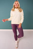 SSYS Ava Cable Quilted Pullover In Ivory With Gold Zipper