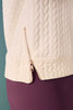 SSYS Ava Cable Quilted Pullover In Ivory With Gold Zipper