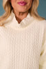 SSYS Ava Cable Quilted Pullover In Ivory With Gold Zipper
