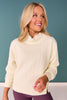 SSYS Ava Cable Quilted Pullover In Ivory With Gold Zipper