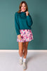 SSYS Ava Cable Quilted Pullover In Teal With Gold Zipper