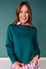 SSYS Ava Cable Quilted Pullover In Teal With Gold Zipper