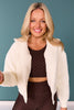 SSYS Thea Lace Quilted Bomber Jacket In Ivory