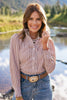 SSYS Romy Gingham Ruffle Top In Brown