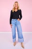 SSYS Audra V Neck Long Sleeve Top In Black *FINAL SALE*
