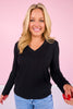 SSYS Audra V Neck Long Sleeve Top In Black *FINAL SALE*