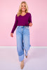 SSYS Audra V Neck Long Sleeve Top In Deep Purple *FINAL SALE*