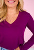 SSYS Audra V Neck Long Sleeve Top In Deep Purple *FINAL SALE*