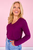 SSYS Audra V Neck Long Sleeve Top In Deep Purple *FINAL SALE*