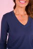 SSYS Audra V Neck Long Sleeve Top In Navy *FINAL SALE*
