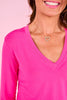 SSYS Audra V Neck Long Sleeve Top In Pink *FINAL SALE*