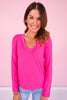 SSYS Audra V Neck Long Sleeve Top In Pink *FINAL SALE*
