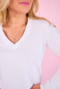 SSYS Audra V Neck Long Sleeve Top In White *FINAL SALE*