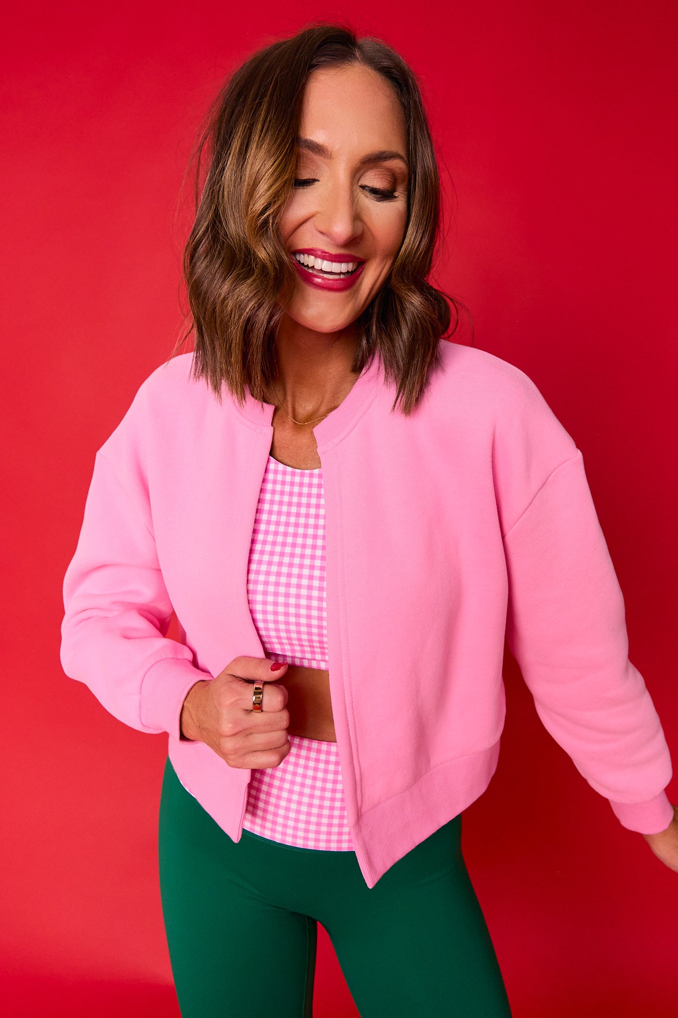 SSYS Signature Split Cropped Sweatshirt In Bubblegum