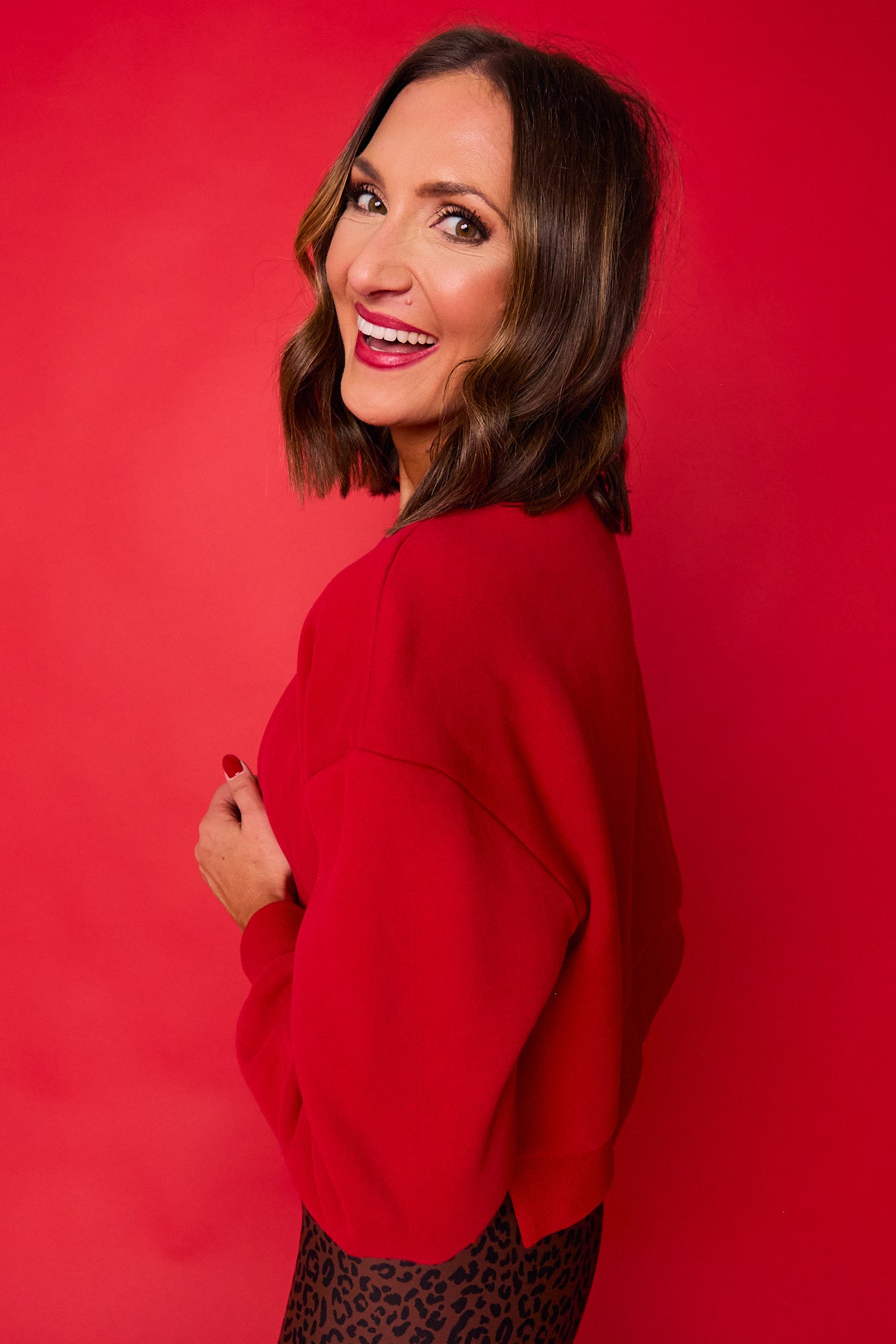 SSYS Signature Split Cropped Sweatshirt In Red