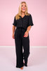 SSYS Brielle Ruffle Short Sleeve Pajama Top In Black