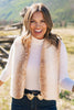 SSYS Ivory and Tan Animal Faux Fur Cropped Vest