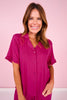 SSYS Brielle Ruffle Short Sleeve Pajama Top In Orchid