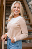 SSYS Bristol Long Sleeve Sweater With White Eyelet Collar In Beige