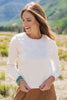 SSYS Bristol Long Sleeve Sweater With White Eyelet Collar In Ivory