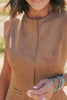 SSYS Bria Suede Zip Front Vest In Tan