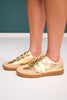 Gold Velcro Strap Sneakers